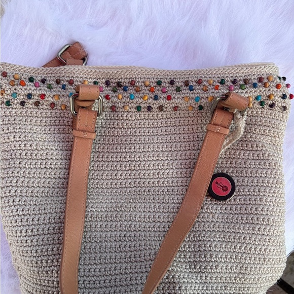 The Sak Tan Crochet Shoulder Bag with Colorful Accents - Picture 6 of 7